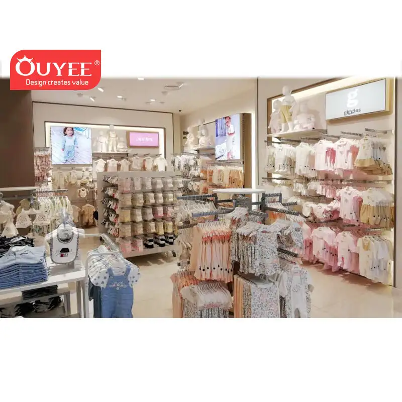 Espositore personalizzato per abbigliamento per bambini, ideale per interni di negozi di articoli per l'infanzia. 1