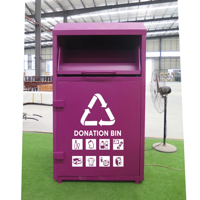 Box de donación de ropa de metal grande - Bin de acero galvanizado 1