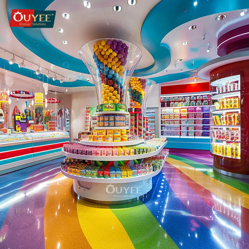 Expositor gigante em formato de bengala doce para lojas de doces e balcões de lanches. 1