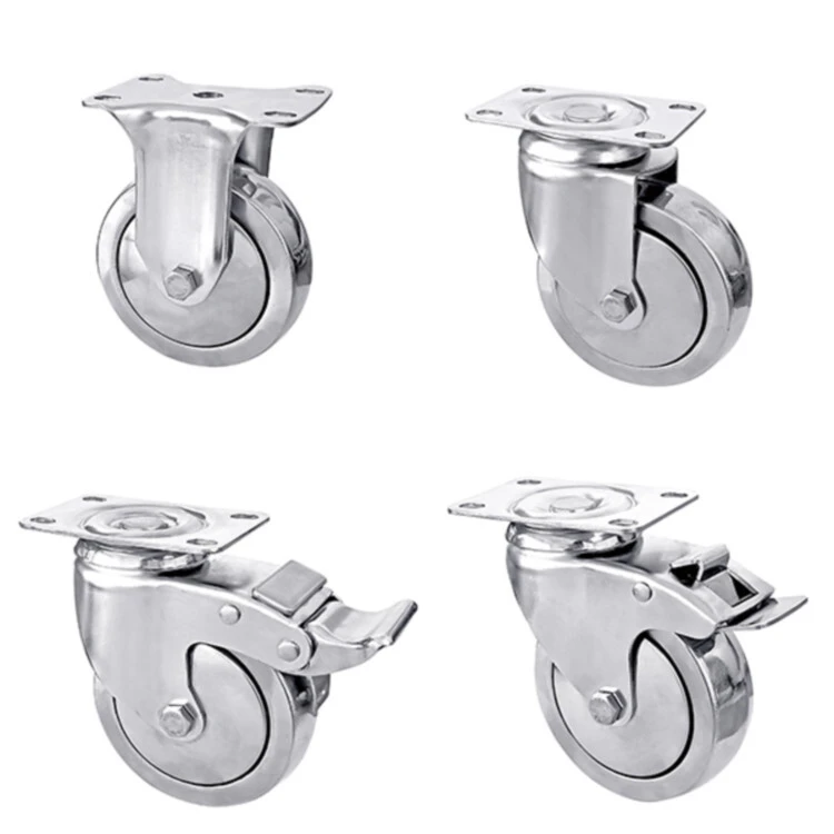 3/4/5 Inch Medium Duty Swivel Small Caster 304 Stainless Steel Caster Trolley Castors Wheels 1