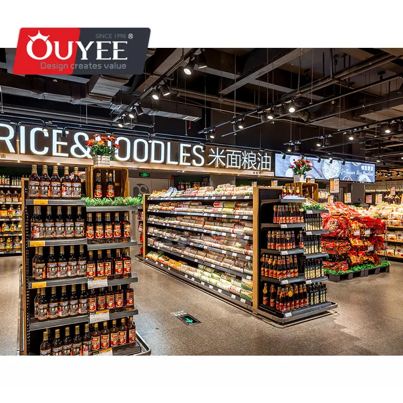 Rayonnages gondoles pour supermarché, présentoirs métalliques pour magasins de détail 1