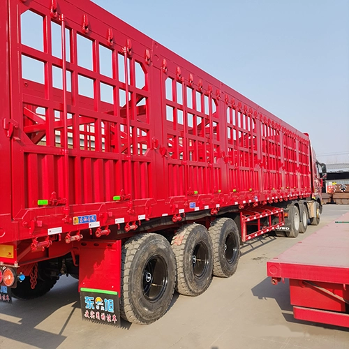 Factory Direct Sales 3 Axles 60 Tons Cattle Livestock Cargo Animal Sugar Cane Transport Stake Fence Semi Trailer Truck 1