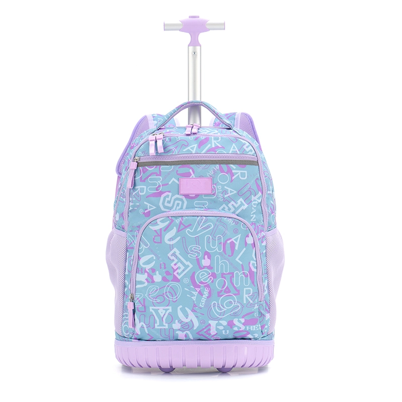 Custom Logo Printed Kids School Trolley Bags New Arrival Fashion Zipper Girls Student Backpack Bag Wheels For Travel 1