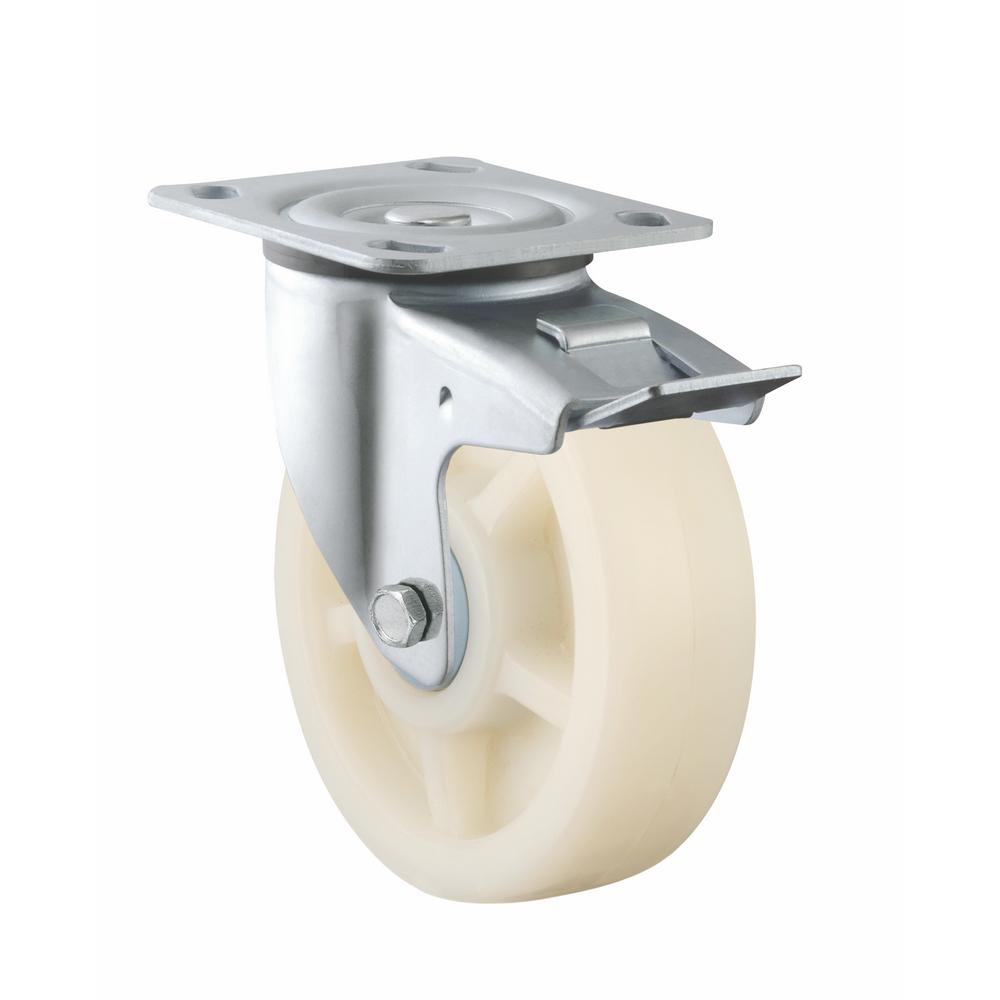 European 4 5 200-250kg Load Capacity Polypropylene Tread Centre Double Ball Bearing Swivel Brake Medium Heavy Duty Casters 1