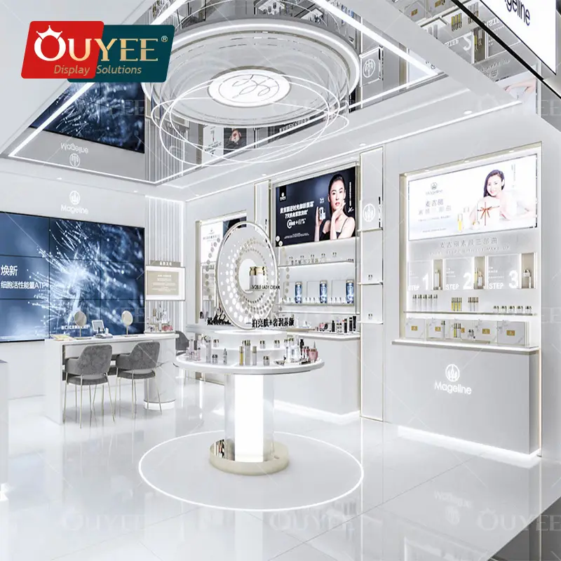 حامل عرض خشبي لرفوف مستحضرات التجميل والعطور 1