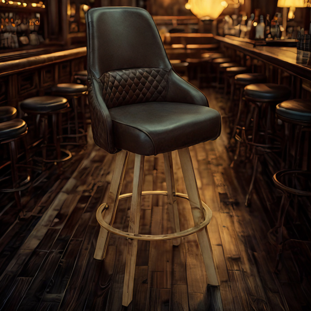 Modern Style Tall Black Swivel Casino Bar Chair Heavy Metal Micro-fiber With Table Dining Living Room Workshop Seating 1