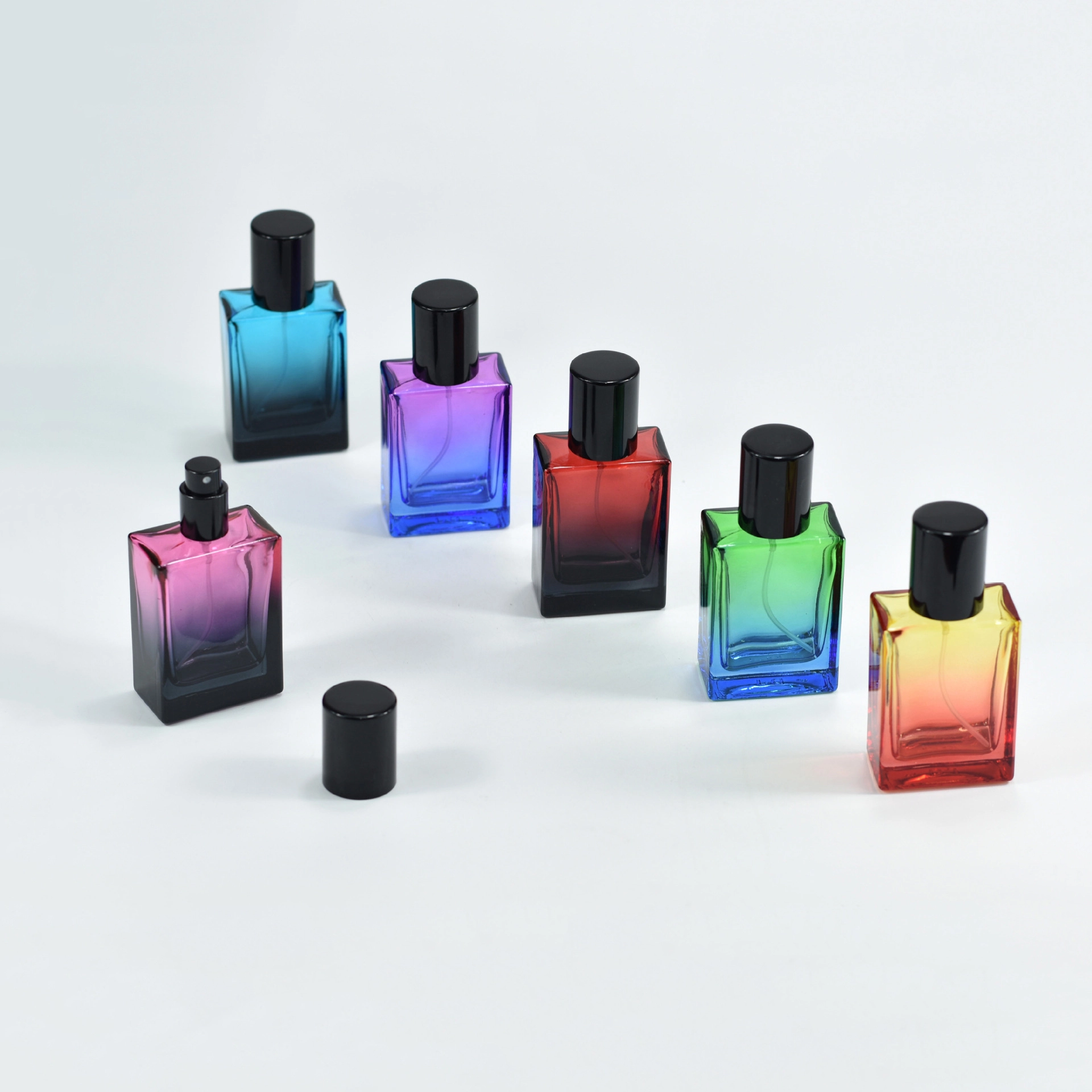 30ml Gradient Color Glass Perfume Bottles with Black Cover 1