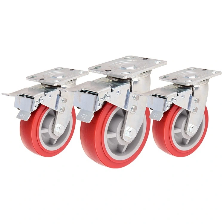 Factory Direct Supply 4/5/6/8 Inch Industrial Castor Wheel Heavy Duty Pu Caster With Top Brake 1