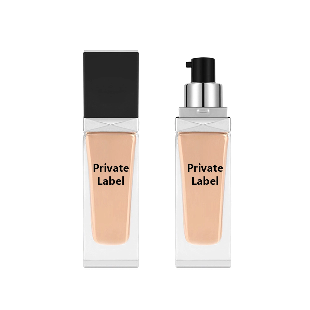 Mlm Custom Natural Skin-like Soft Matte Lightweight Buildable Coverage Glass Bottle Pump Private Label Liquid Foundation 1