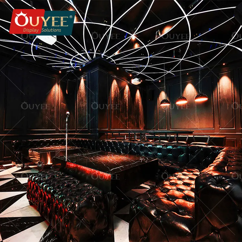 Comptoir de bar rond LED en résine acrylique sur mesure pour boîte de nuit 1