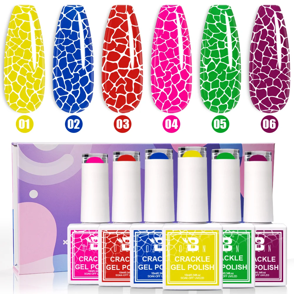 Bozlin 45 Colors Crackle Gel Nail Polish Air Dry Automatic Crack Effect 1