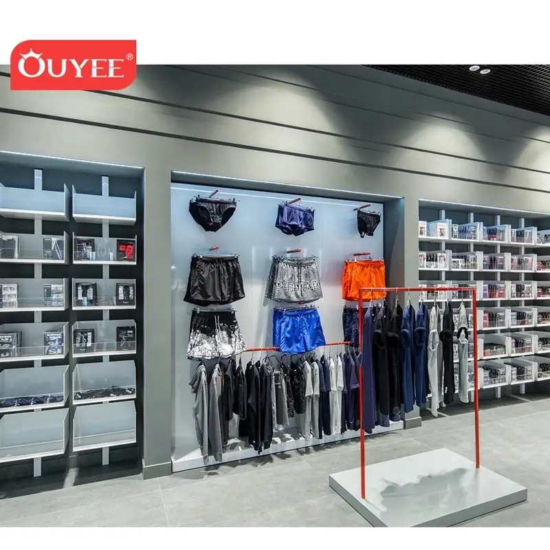 حامل عرض ملابس داخلية خشبي لمحلات الملابس الداخلية الرجالية 1