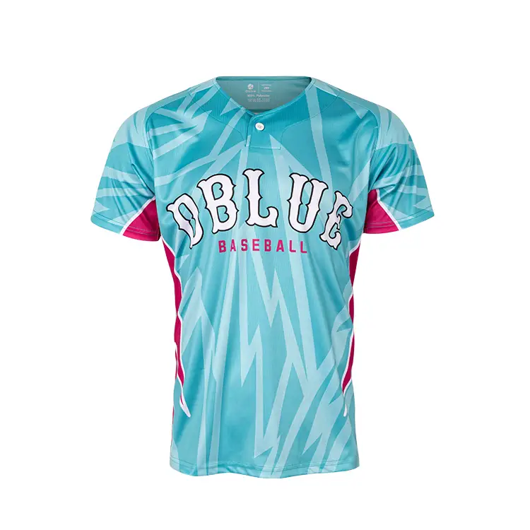 Conjunto de camiseta de béisbol con botones y estampado por sublimación de ropa de equipo personalizada 1