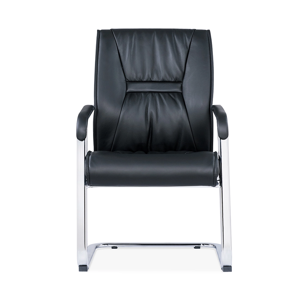 Silla ergonómica de cuero para oficina, diseño simple, giratoria, con respaldo alto y asiento de cuero. 1