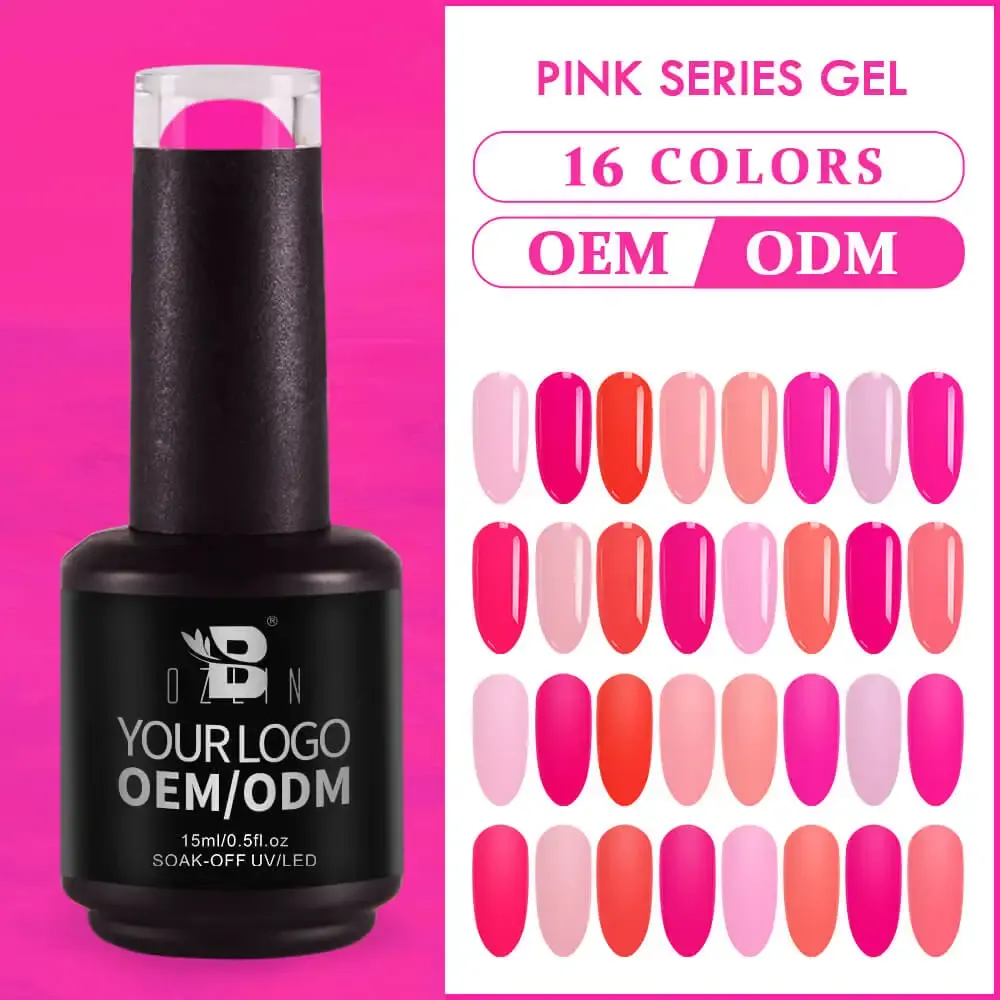 16 Color 15ml Pink Series Soak Off UV LED Gel Nail Polish for OEM/ODM 1