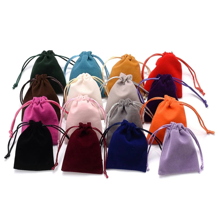 Short Plush Small Jewelry Gift Display Packing Bags Multi-Color Drawstrings Velvet Pouch 1