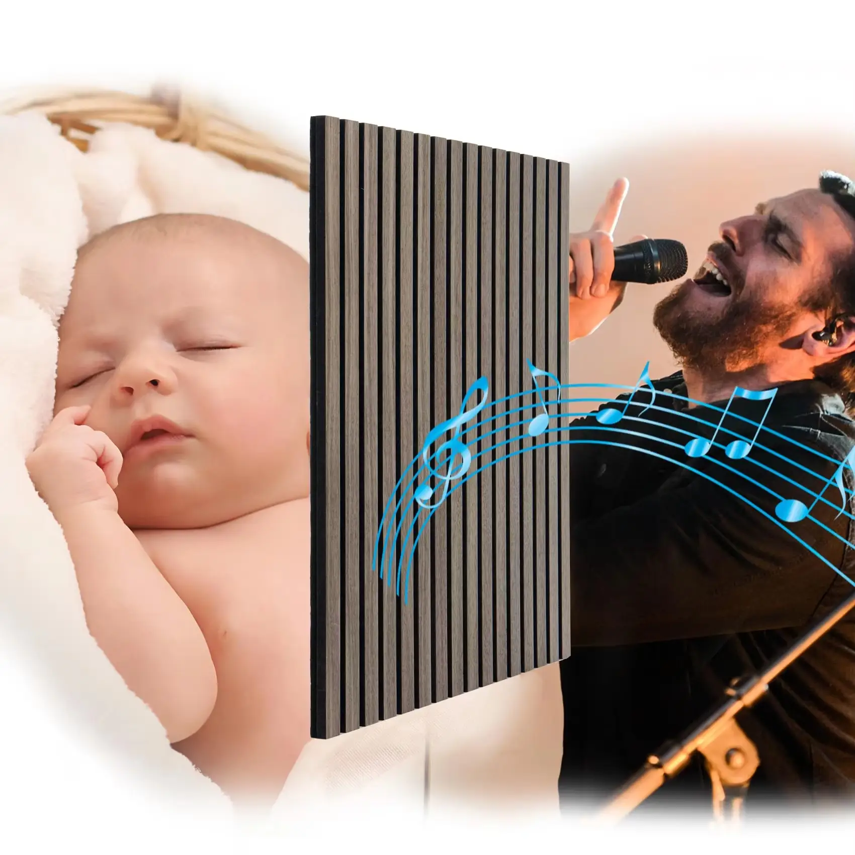 Natural Oak Wood Slat Acoustic Wall Panels – 4pcs Interior Wall Paneling Pack 1