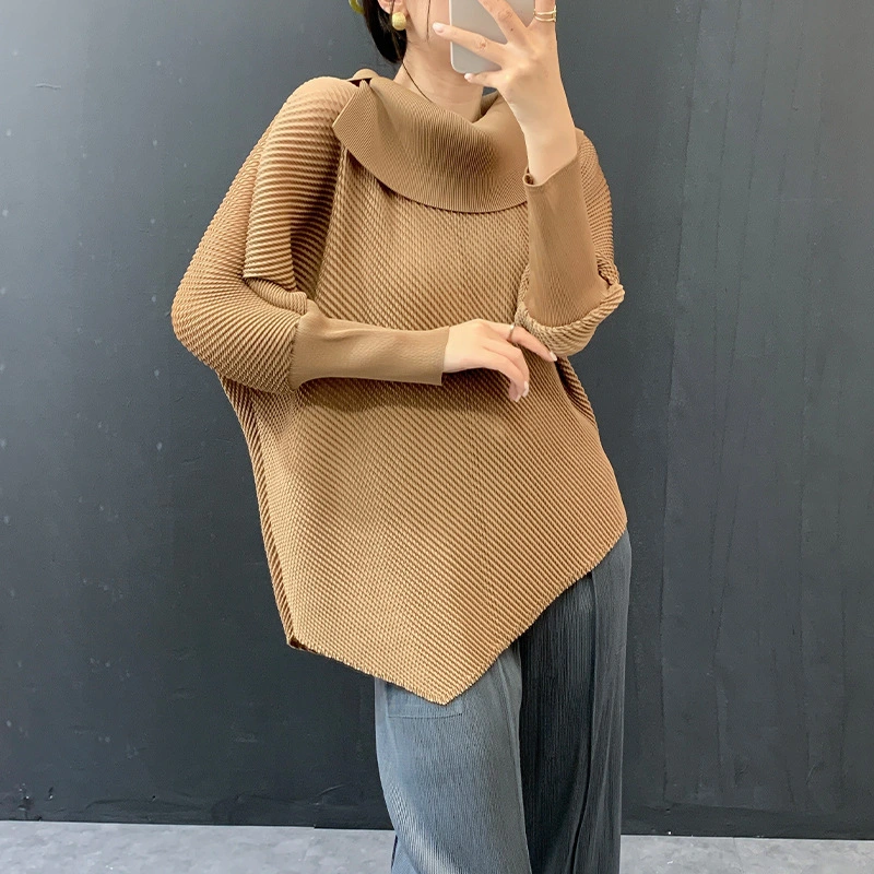 Miyake 2025 Pleated Loose Long-sleeve Top Vintage Chic Casual Pullover 1