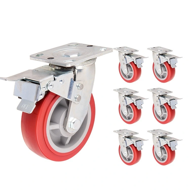 4 5 6 8 Inch Heavy Duty Carts Hand Truck Furniture Swivel Locking Brake Caster Wheels For 220-420kg 1