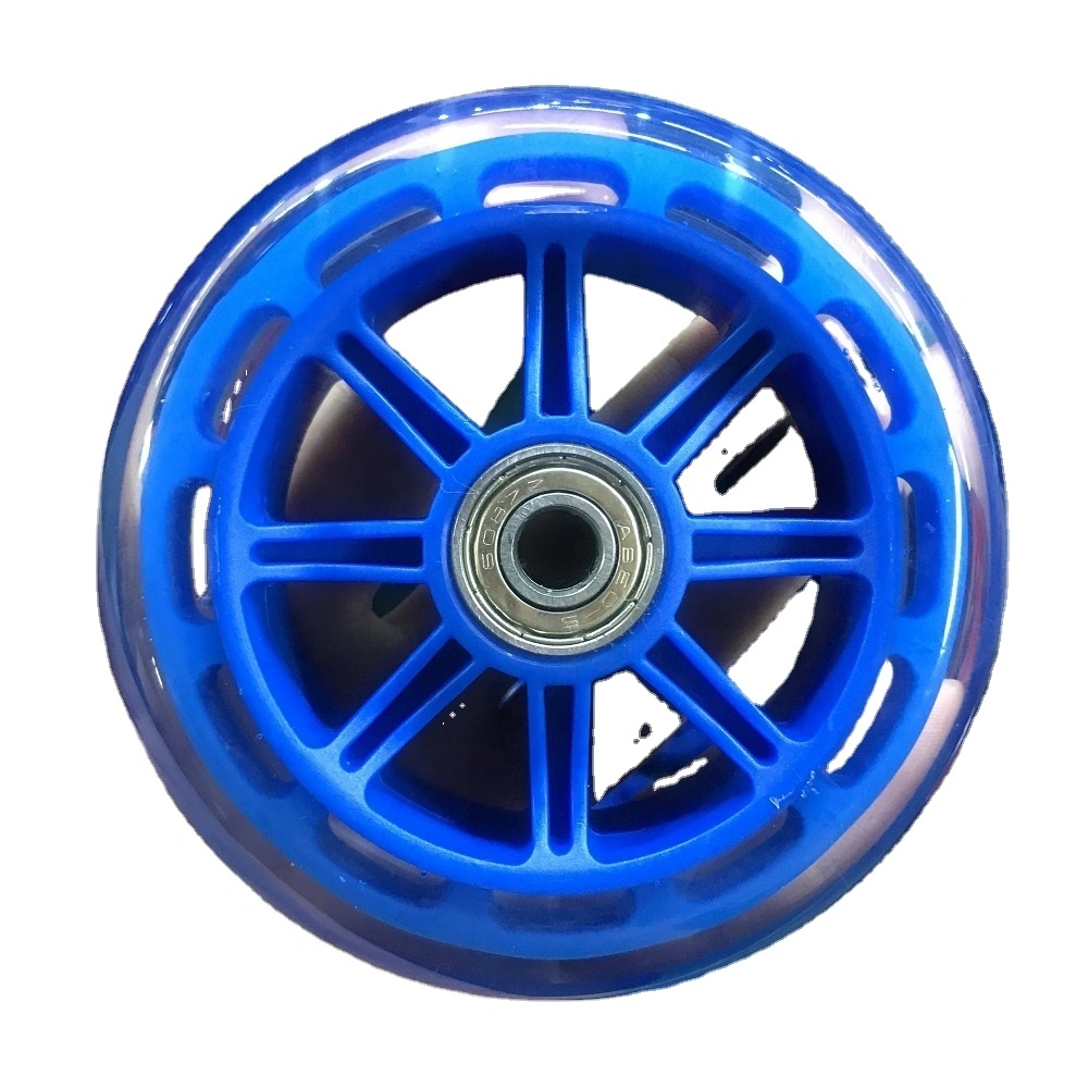 4 Inch 100mm Transparent Pu Polyurethane Blue Caster Wheels 1