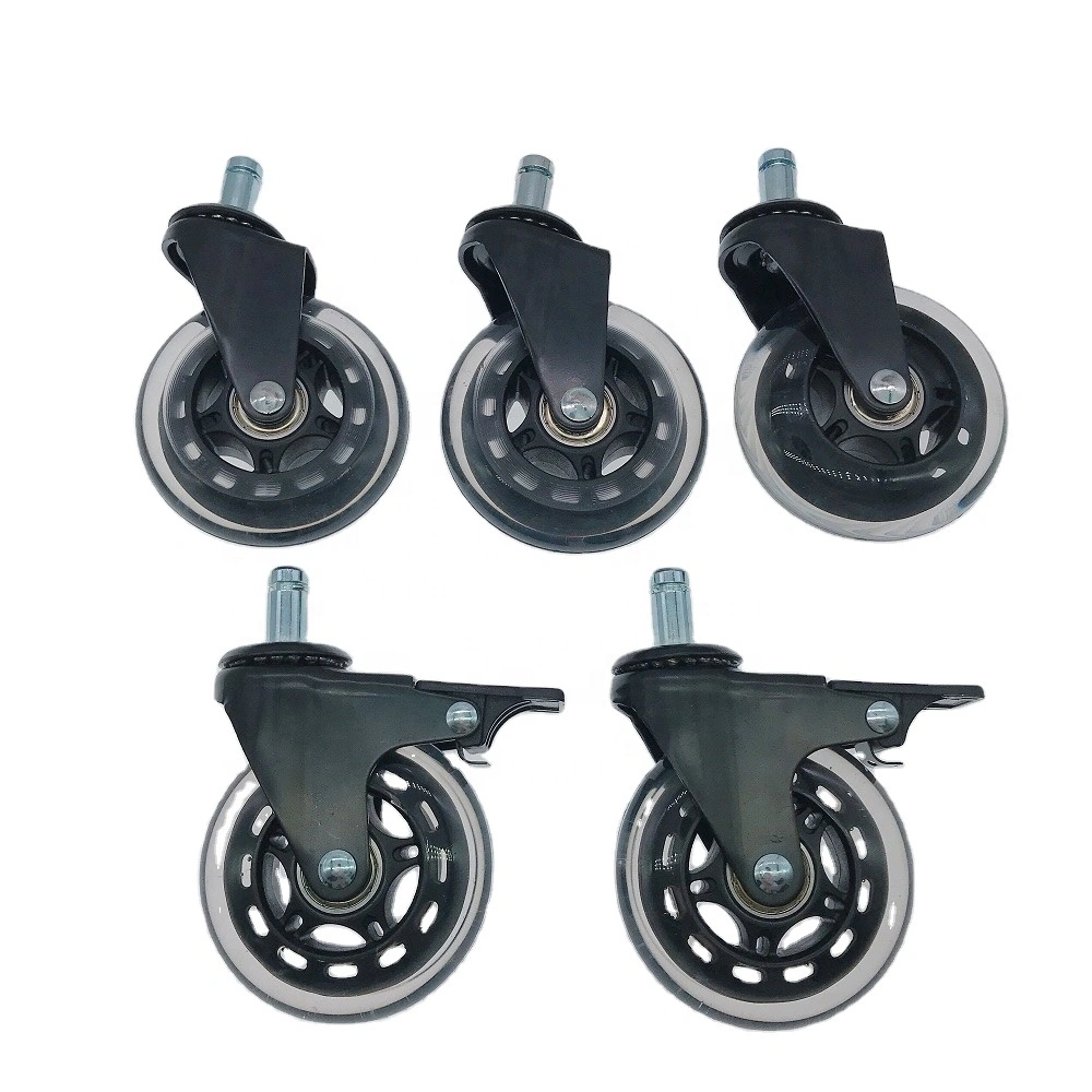 Polyurethane Pu Universal Noiseless Caster Wheels Transparent 3 75mm 5 Pack 3 Inch Swivel Black Pp Caster Wheel 1