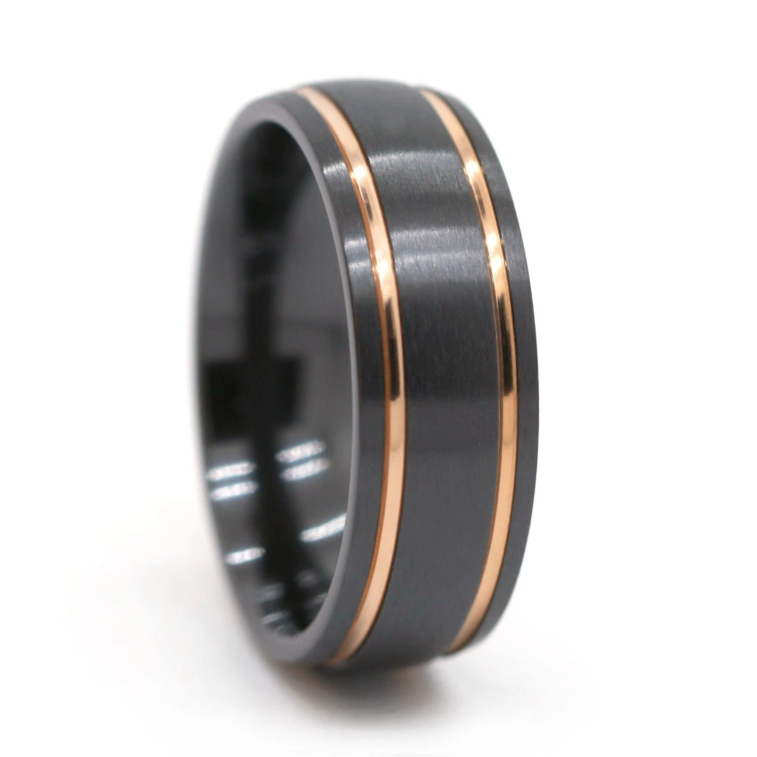 Wholesale 2023 New Design Black Zirconium Couples Wedding Ring In Good Demand 1