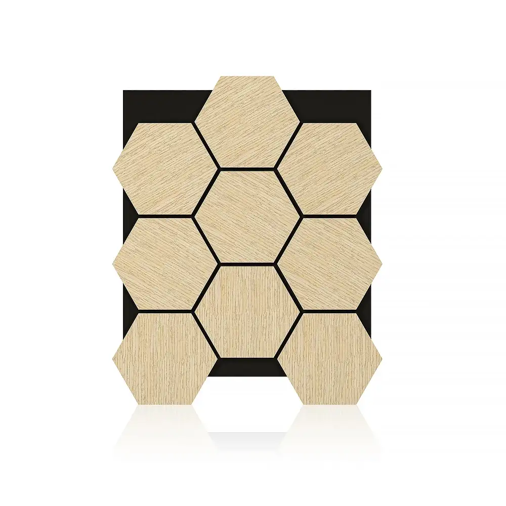 Hexagon DIY Wall Acoustic Panel White Oak Polyester Sound-Absorbing MDF Panel 1