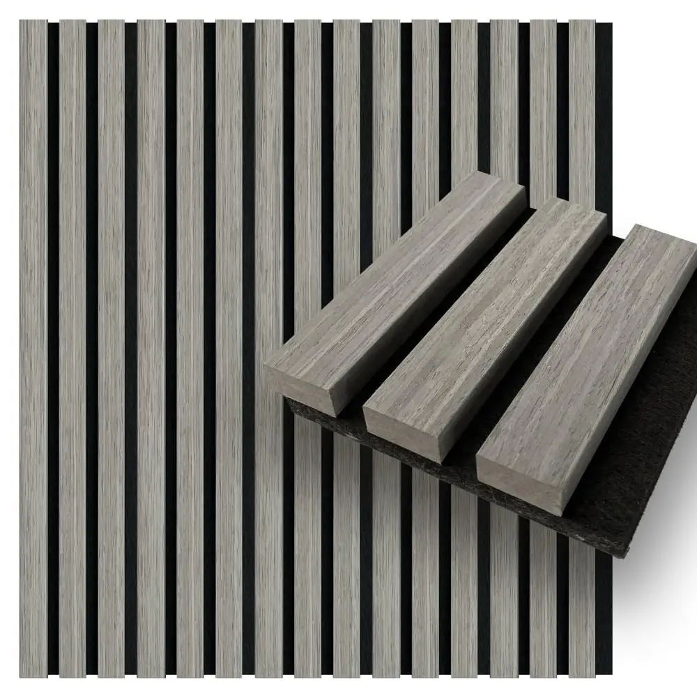 פאנלים אקוסטיים תלת-ממדיים מעץ אלון אגוז, פאנלים לקיר מעץ אפור 1