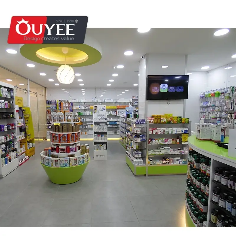 Maßgefertigte Apotheken-Vitrinen, Ladenschränke, Holzregale 1