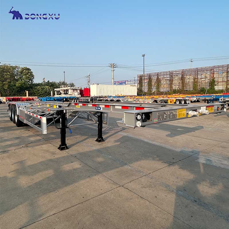 China Factory 3 Axles 20ft Skeleton Trailer 40ft Container Skeleton Semi Trailer Container Chassis For Sale 1