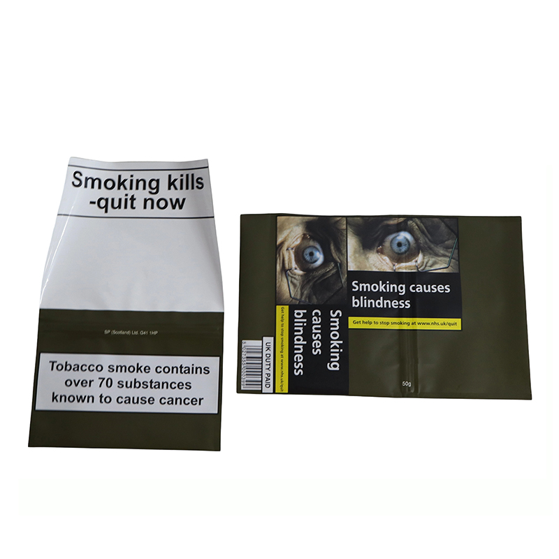 Pacote para tabaco de enrolar à mão em folha de alumínio âmbar, tamanho 50g, 30g ou 25g, com fecho zip. 3