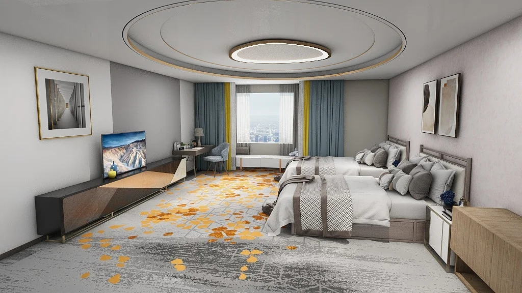 Tappeto di lusso giallo Akminster per hotel - Anti-umidità, larghezza 4 m 4