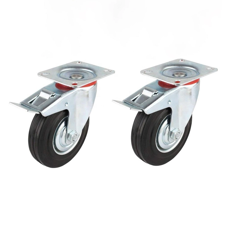 3 4 5 6 8 Inch Heavy Duty Static Trolley Rubber Caster Wheel Industrial Swivel Brake Casters Wheels 1