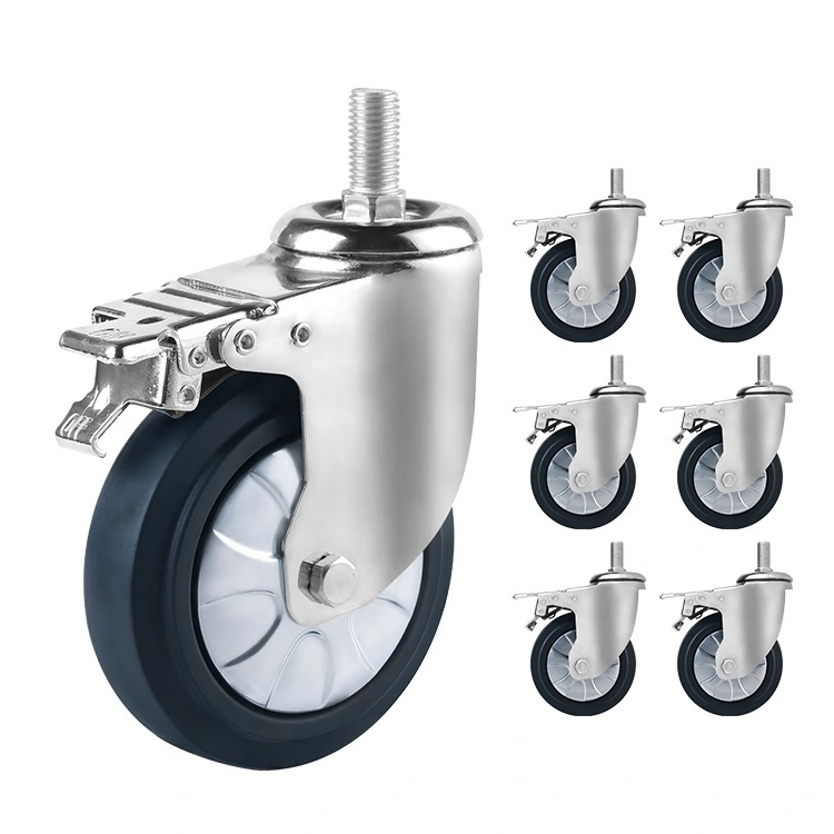 High Quality 4 5 Inch Medium Heavy Duty Hi-elastictpr Caster Oem Odm Top Plate Casters 1