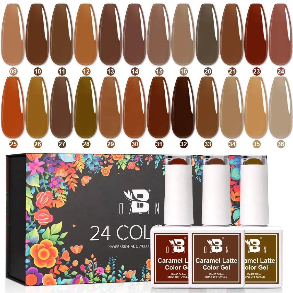 Ensemble de vernis à ongles gel semi-permanent sans odeur Bozlin, 24 couleurs, logo personnalisé, vente en gros 1