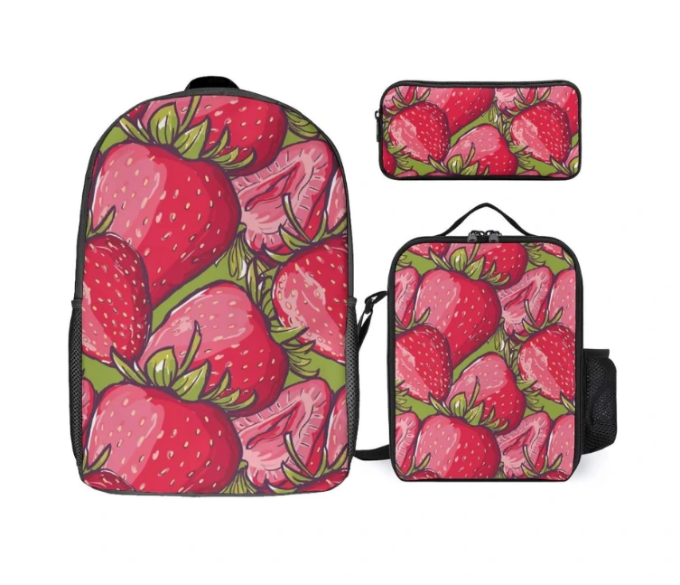 Custom Fashion Printing 3pcs Backpack School Bags Set Fresh Sweet Color Student School Laptop Backpack With Lunch Bag 1