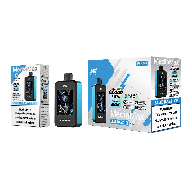Original J-N-R Mediamax 40K Puffs Blue Razz Ice Disposable Vape 40000 Puff Bar E-Cigarette Randm Falcon X Media Max - Wholesale I Vape and Media Max 1