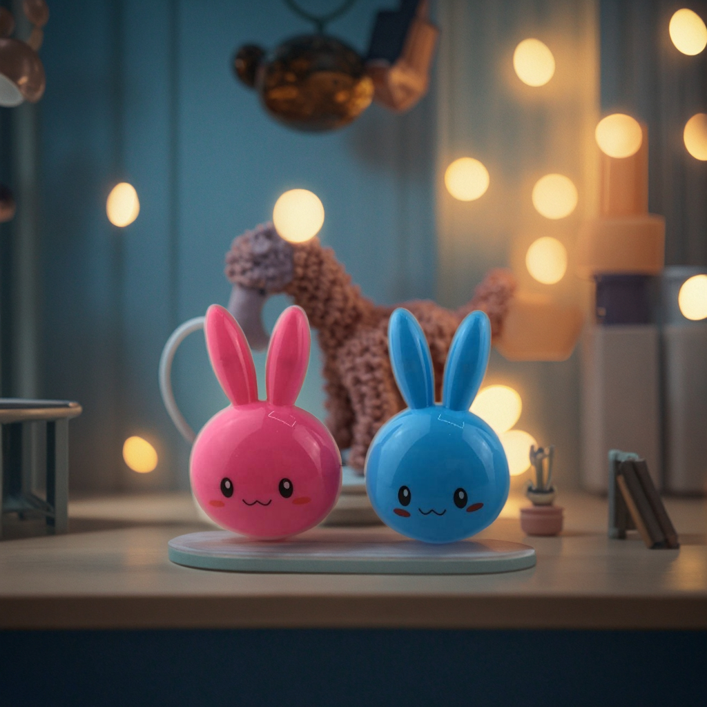 OEM Lopunny Long Eared Rabbit Shape W062 With 4 SMD Mini Switch 0.6w AC 110V 220V Plug-in Night Light For Bedroom Warm White Abs 1