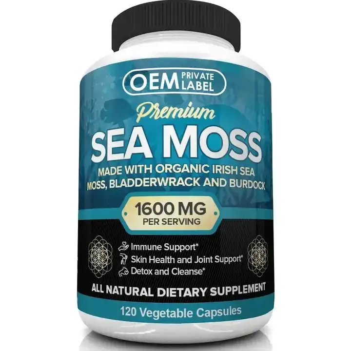 Irish Sea Moss Bladderwrack Burdock Capsules - 60/90/120 OEM 1