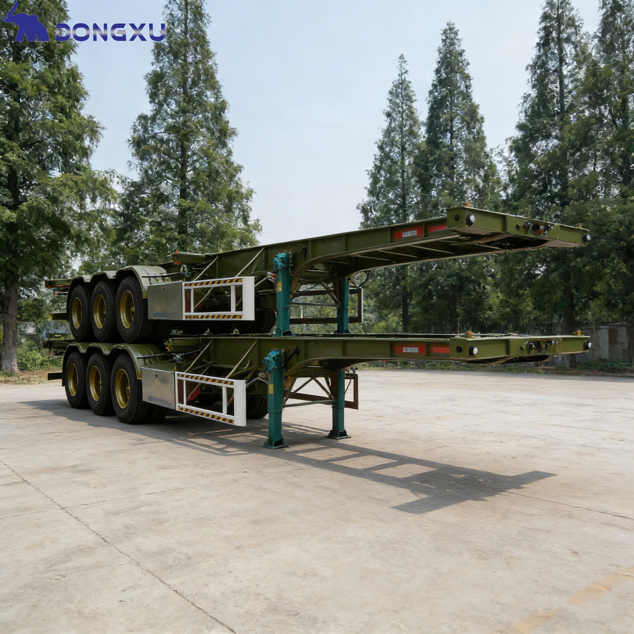 Factory Price 20 Feet 40 Feet Container Trailer 2 Axle 3 Axle 40 50 Tons Truck Trailer Skeleton Other Trailers For Sale 4