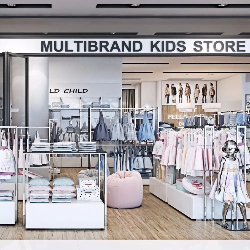 Kleiderständer aus Holz für Baby- und Kinderbekleidungsgeschäfte 1