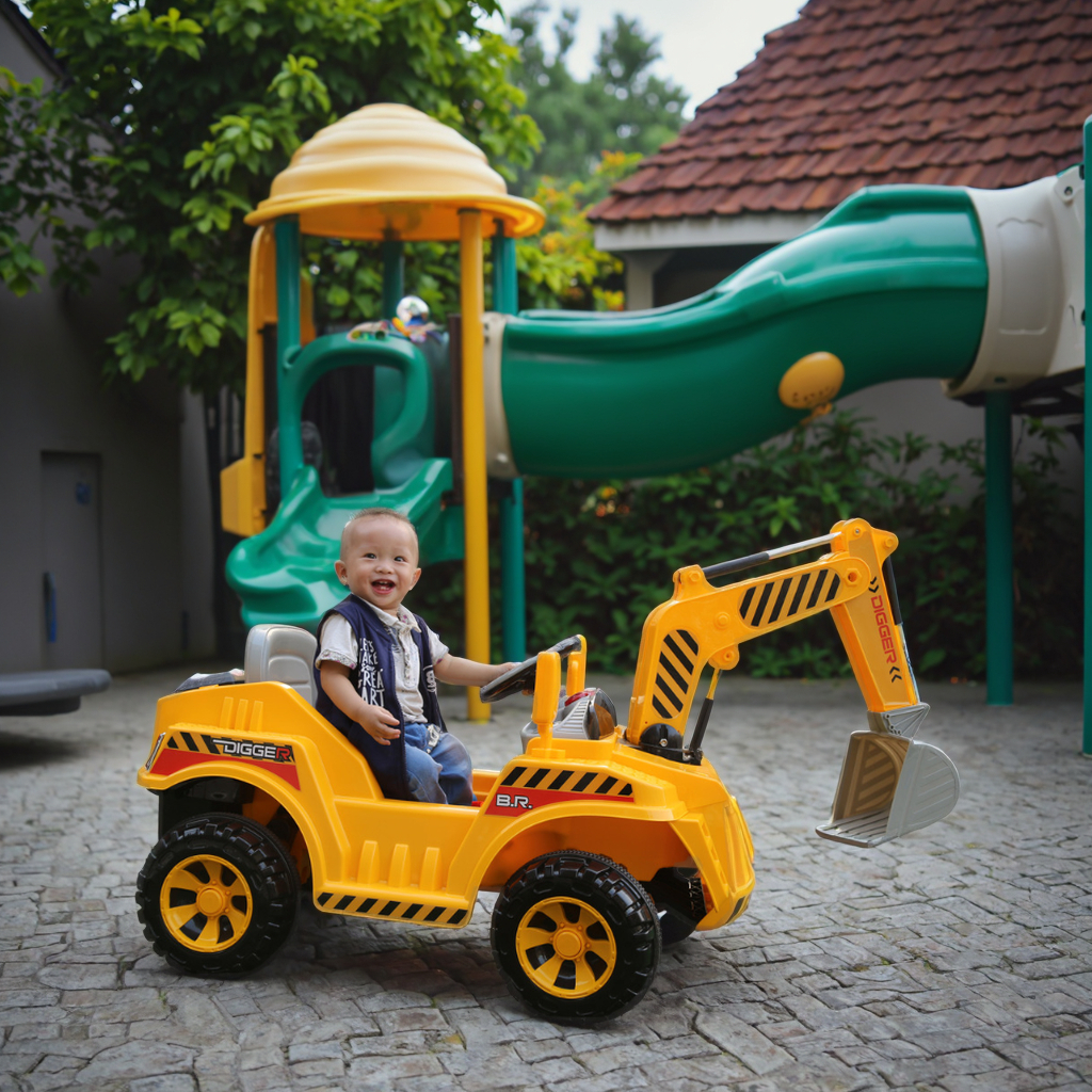 Children's Ride-on Excavator Toy 12v Battery Powered Forward Backward Movable Music System 1