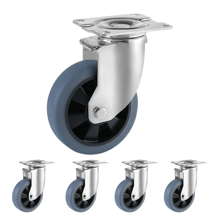 Factory Direct Sales 3/4/5/6 Inch Mid- Heavy Silent Tpr Universal Wheel Brake Trolley Machine Balance Car Casters 1