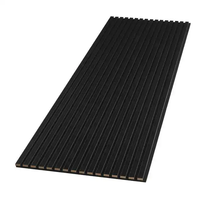 Custom Veneer Wood Slat Acoustic Panels Soundproofing 3D Black Wall Panel 1