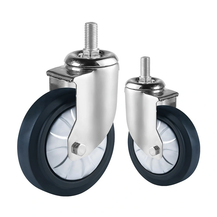 Factory Supply 4inch 5inch Thermoplastic Rubber Mid Heavy Duty Black Hi-elastic Tpr Plate Casters For Trolley 1