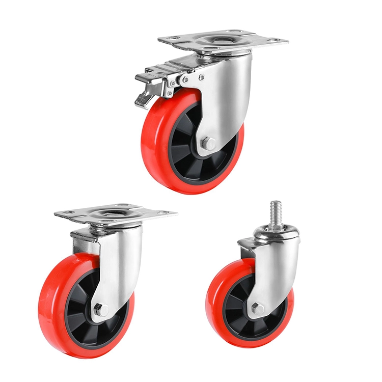 5 Inch 125mm Double Ball Bearings Caster Wheel Pu Swivel Medium Duty Caster For Industry 1