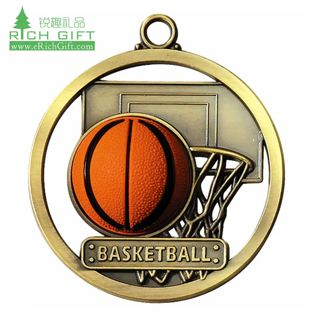 Chinese Supplier Custom Design Your Own Antique Bronze Casting Technique Enamel Basketball Competition Award Medals 1