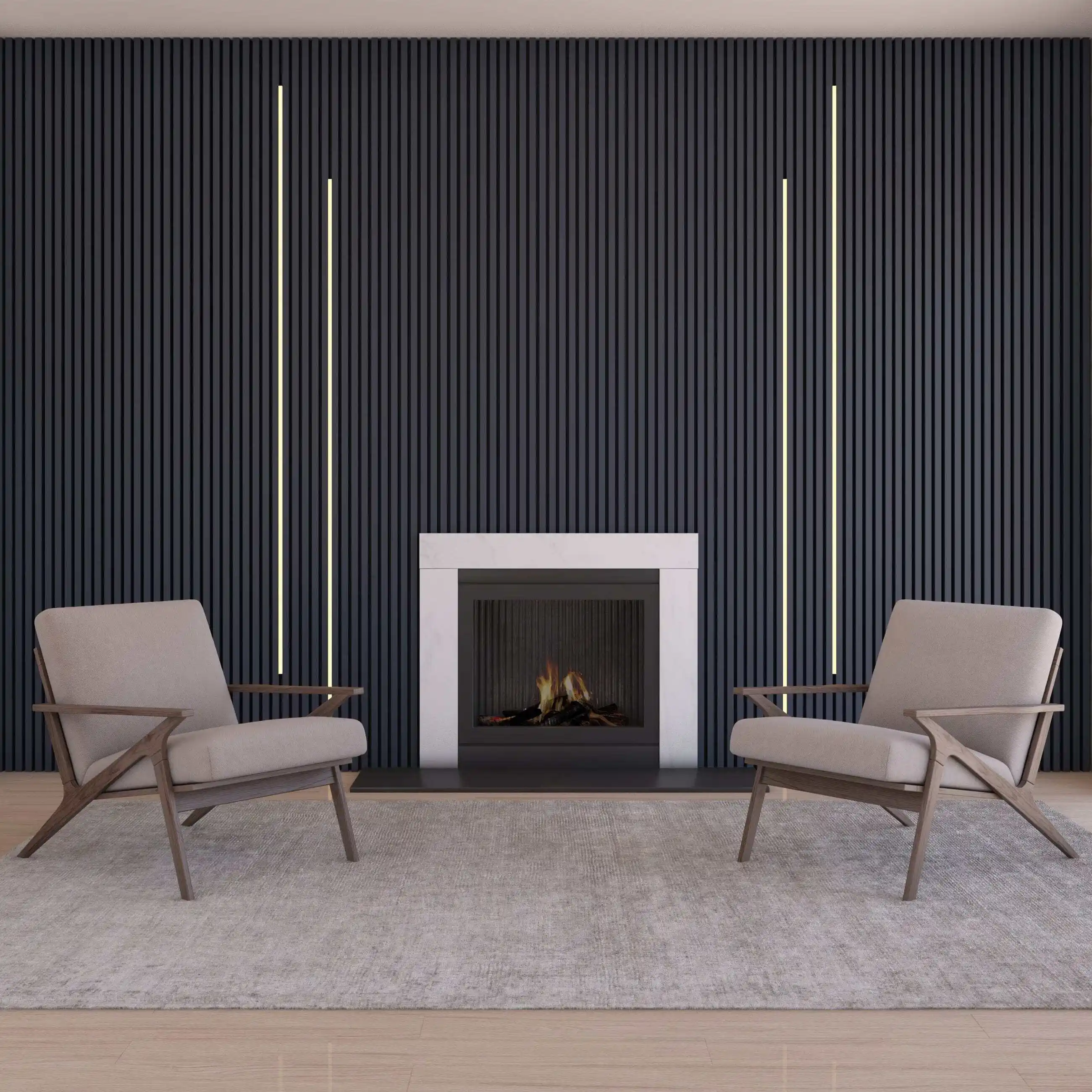 פאנלים אקוסטיים מעץ ידידותיים לסביבה, פסי לד אטומים לרעש לקירות ולתקרה 1