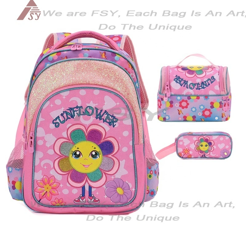 Fsy Backpack 3 Pieces Kids Girls School Bags Wholesale Cartoon Character Backpacks Printing Custom Logo Book Bag Polyester 1