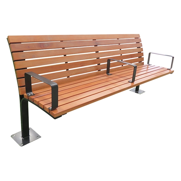 Banc de parc en métal en bois personnalisé pour l'espace d'attente en plein air 1